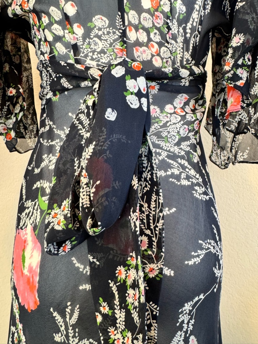 Girls From Savoy Anthropologie Sz 0 Dress Black Floral Sheer Silk Chiffon Gatsby - Picture 11 of 16